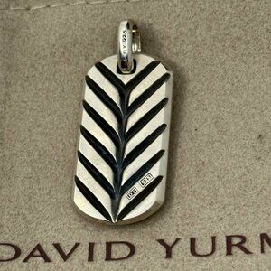 Authentic David Yurman Men's Pendant Chevron Amulet in Sterling Silver Dog Tag